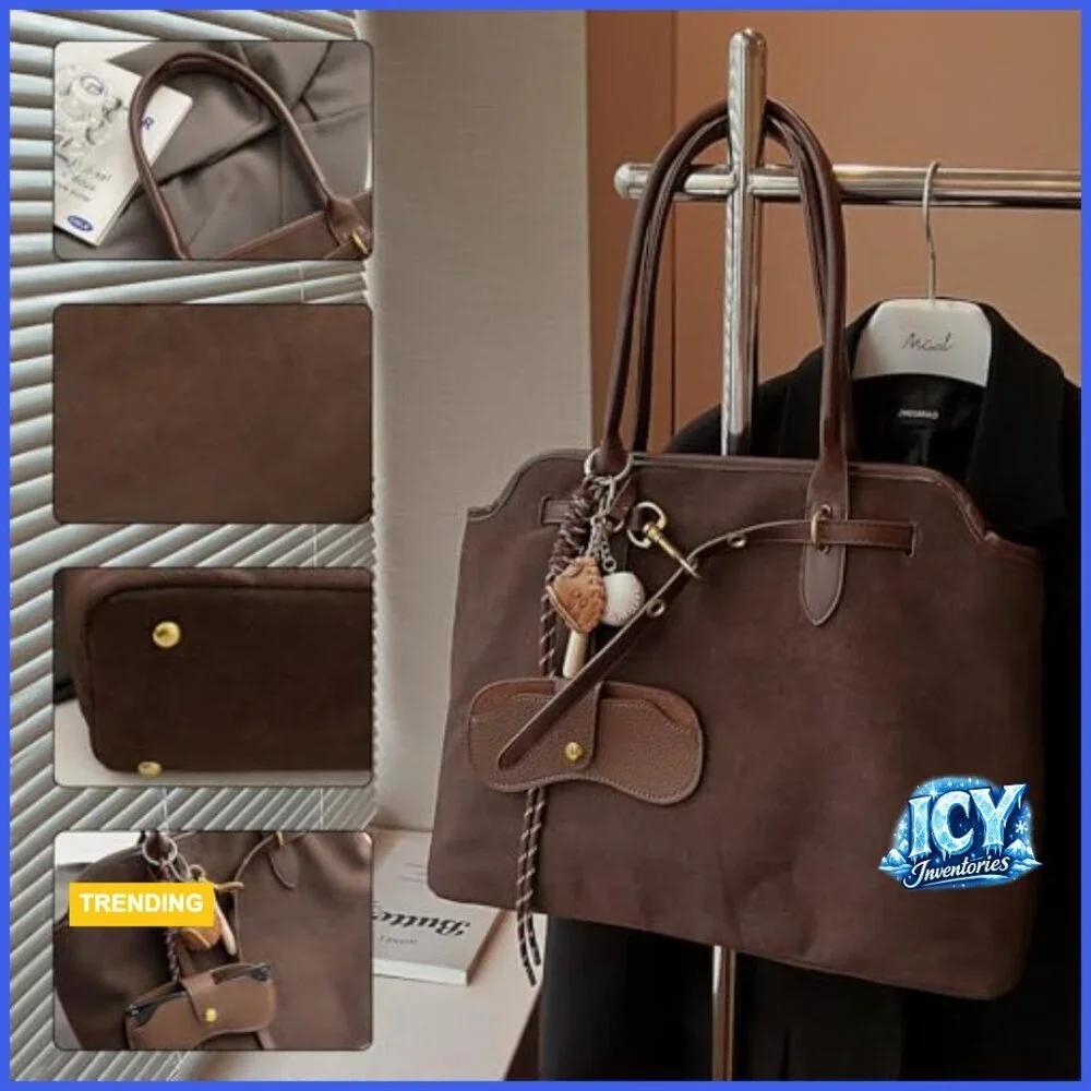 Suede Tote Bag Top Handle Handbag Crossbody Shoulder Satchel